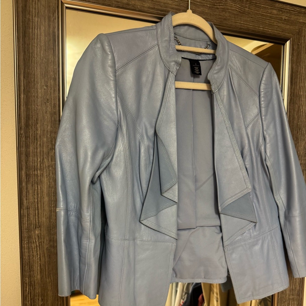 Women's Blue Leather Jacket